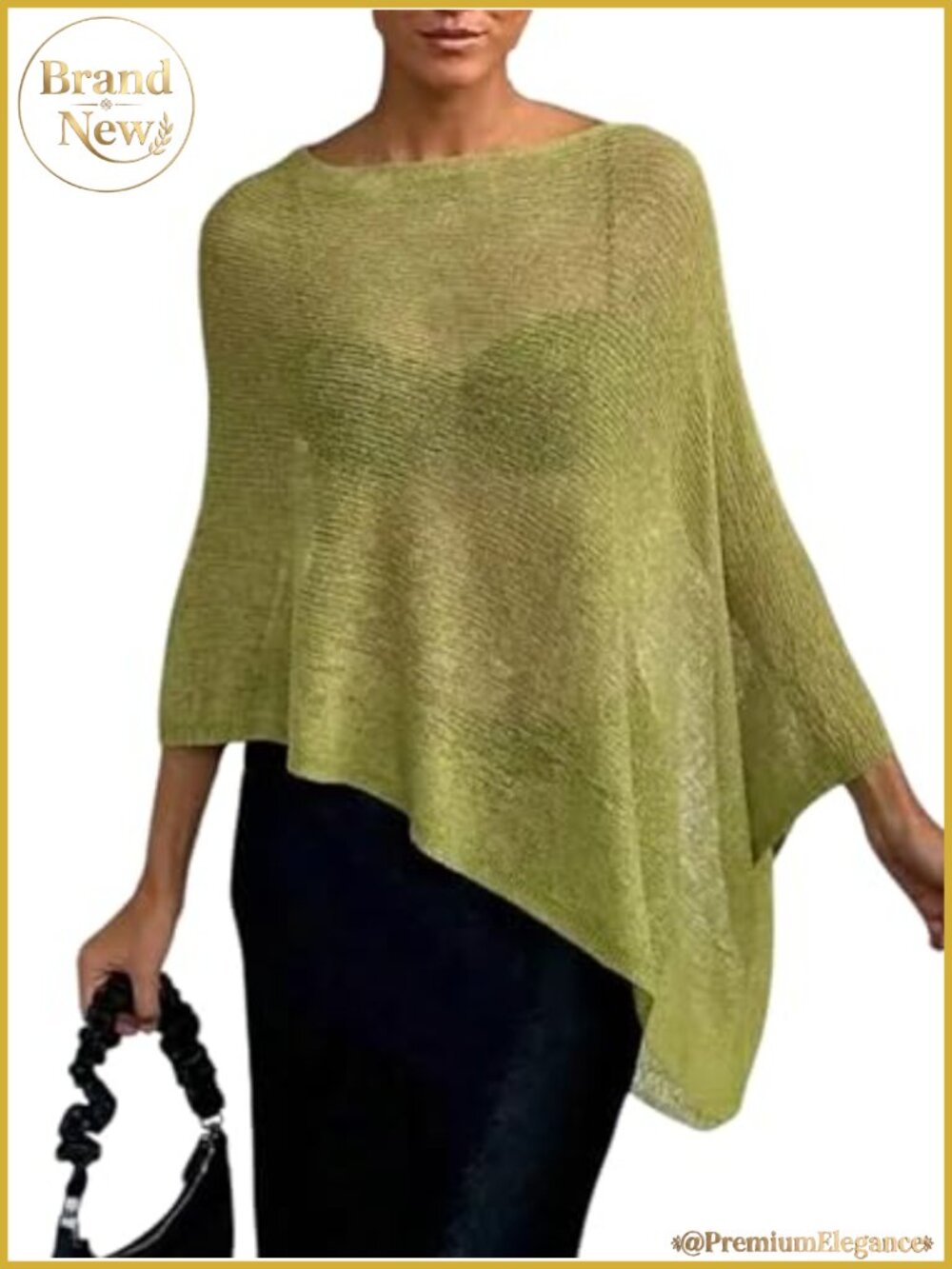 Sheer Shawl Cape Poncho Top Lightweight Knit Sweater Asymmetrical Hem
